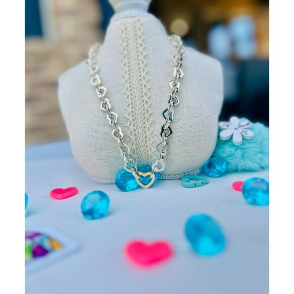 Tiffany & Co. Heart Link Necklace Sterling Silver and 18k Yellow Gold, 16" - Picture 2 of 9